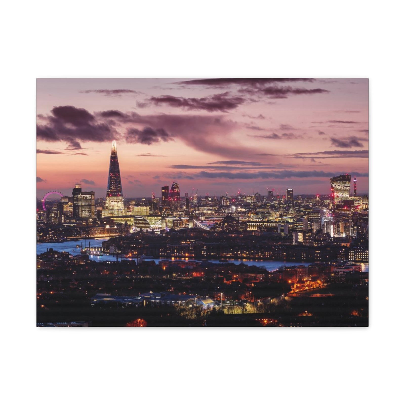 London Night Skyline Canvas Artwork High-Quality Breathtaking Stunning Cityscape for Home Decor Ready to Hang-Express Your Love Gifts