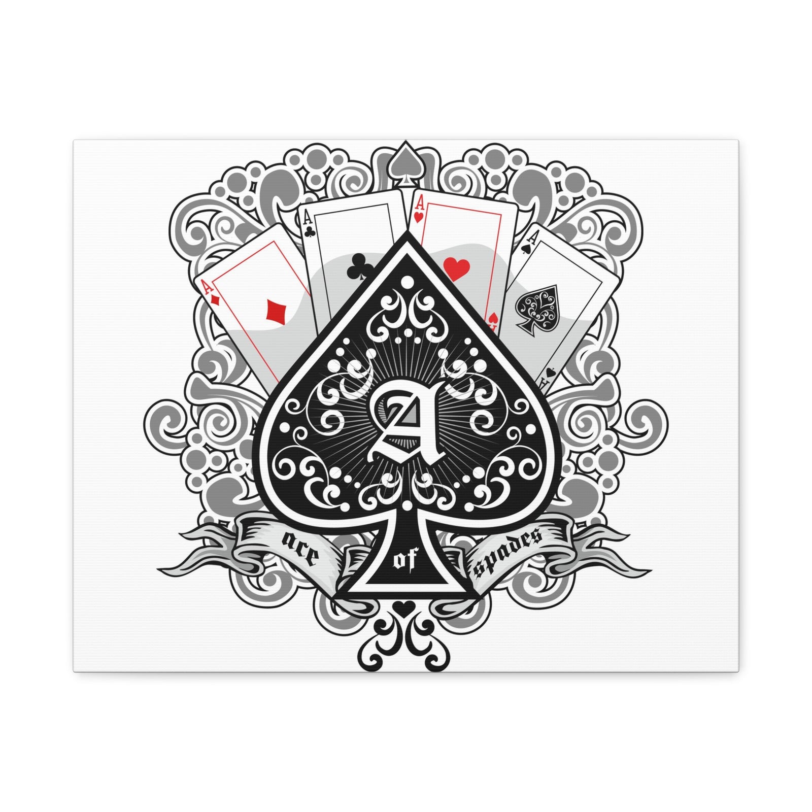 Gothic Coat Of Arms Ace Of Spades Playing Card Canvas Wall Art for Home Decor Ready-to-Hang-Express Your Love Gifts