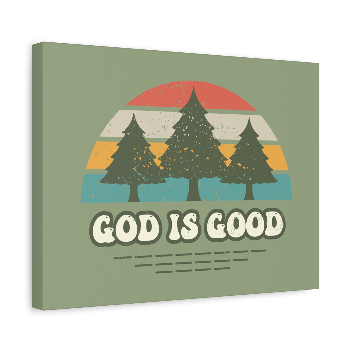 Scripture Canvas God Is Good Psalm 100:5 Three Trees Christian Wall Art Bible Verse Print Ready to Hang-Express Your Love Gifts