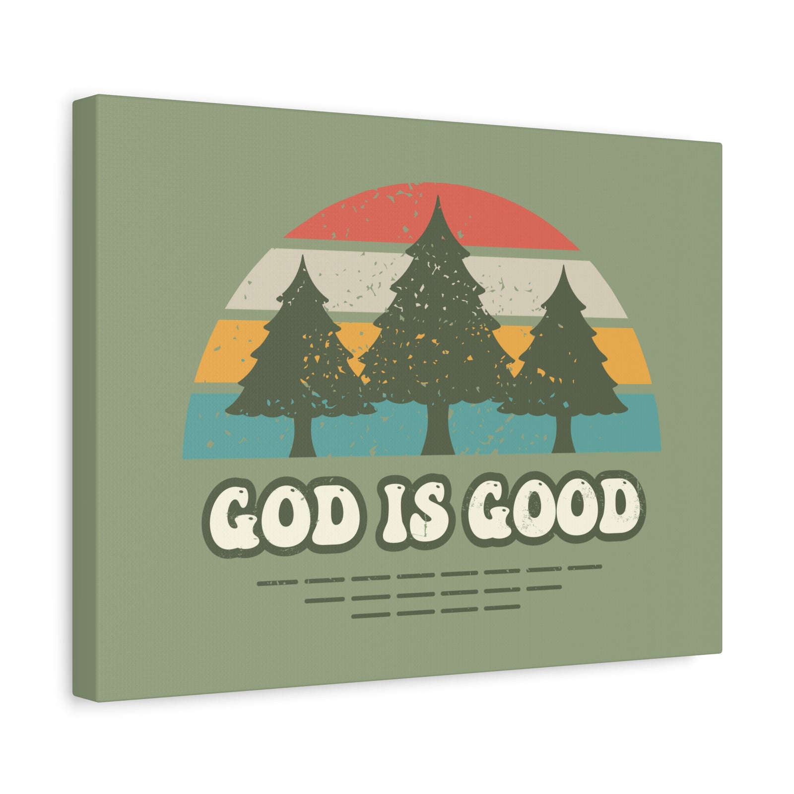 Scripture Canvas God Is Good Psalm 100:5 Three Trees Christian Wall Art Bible Verse Print Ready to Hang-Express Your Love Gifts