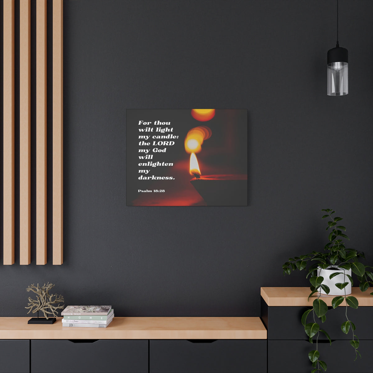 Scripture Canvas Enlighten My Darkness Psalm 18:28 Christian Wall Art Bible Verse Print Ready to Hang-Express Your Love Gifts