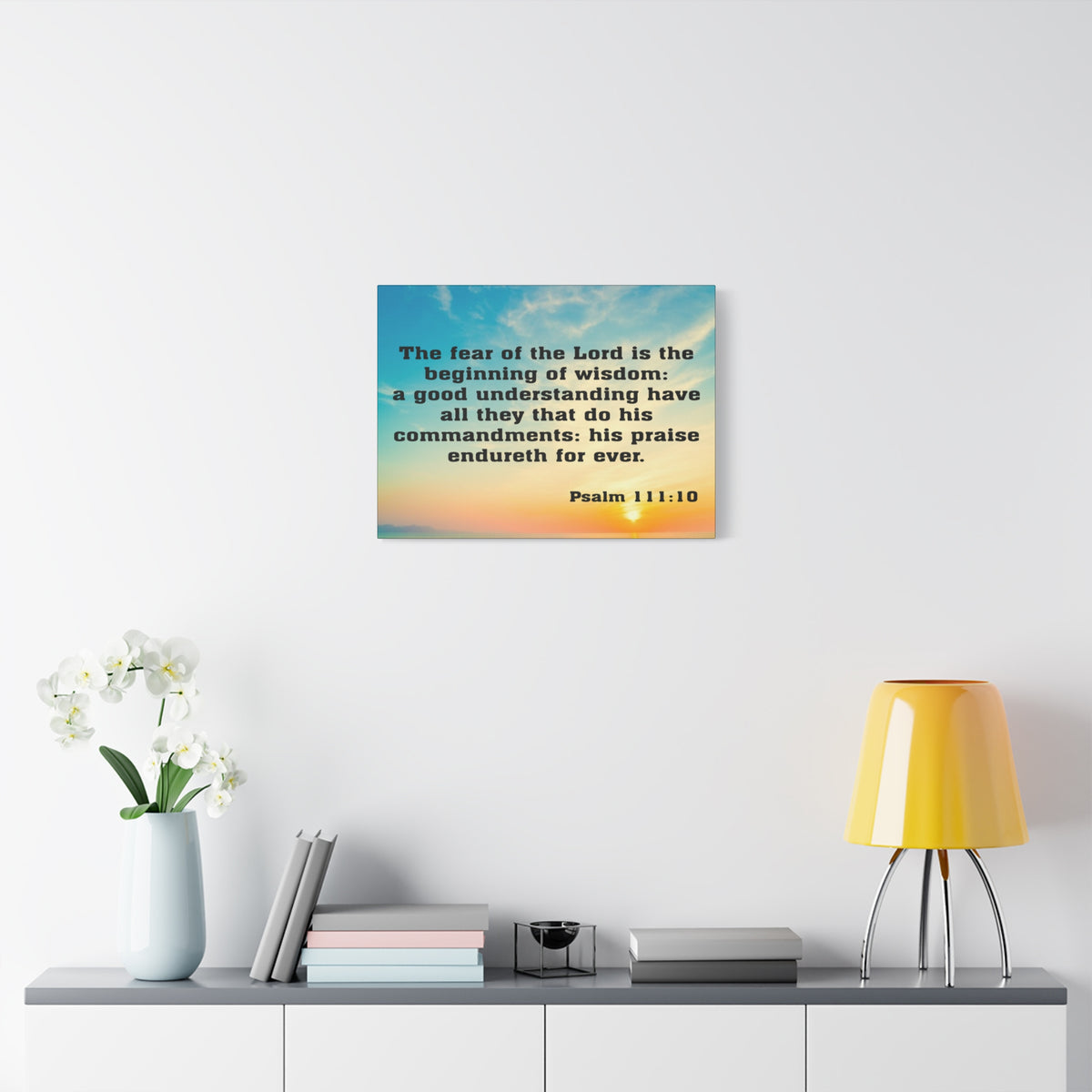 Bible Verse Canvas The Fear of The Lord is The Beginning of Wisdom Psalm 111:10 Christian Home Décor Wall Art Scripture Ready to Hang Faith Print-Express Your Love Gifts