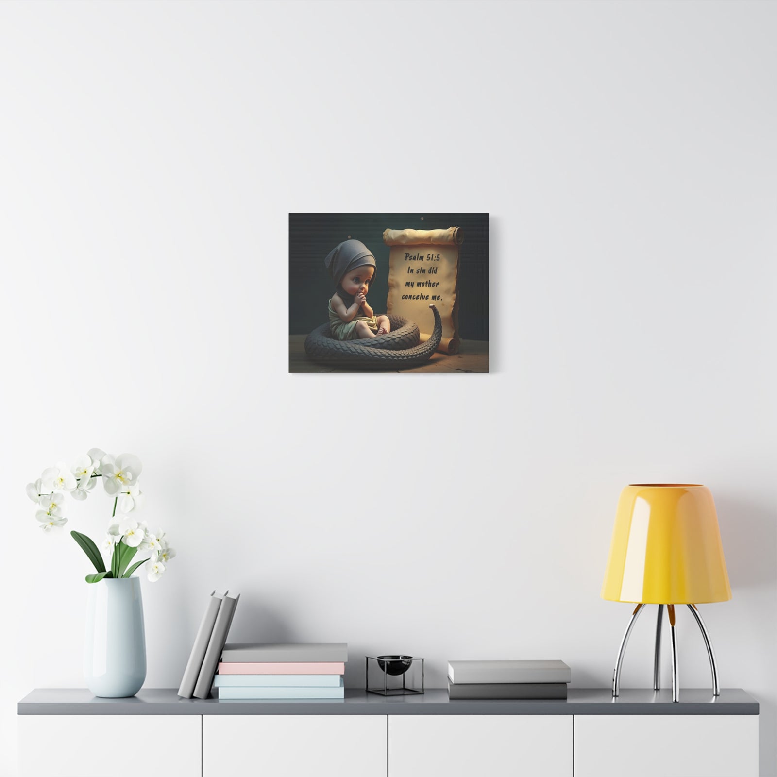 Scripture Walls Psalm 51:5 Viper in a Diaper Bible Verse Canvas Christian Wall Art Ready to Hang Unframed-Express Your Love Gifts