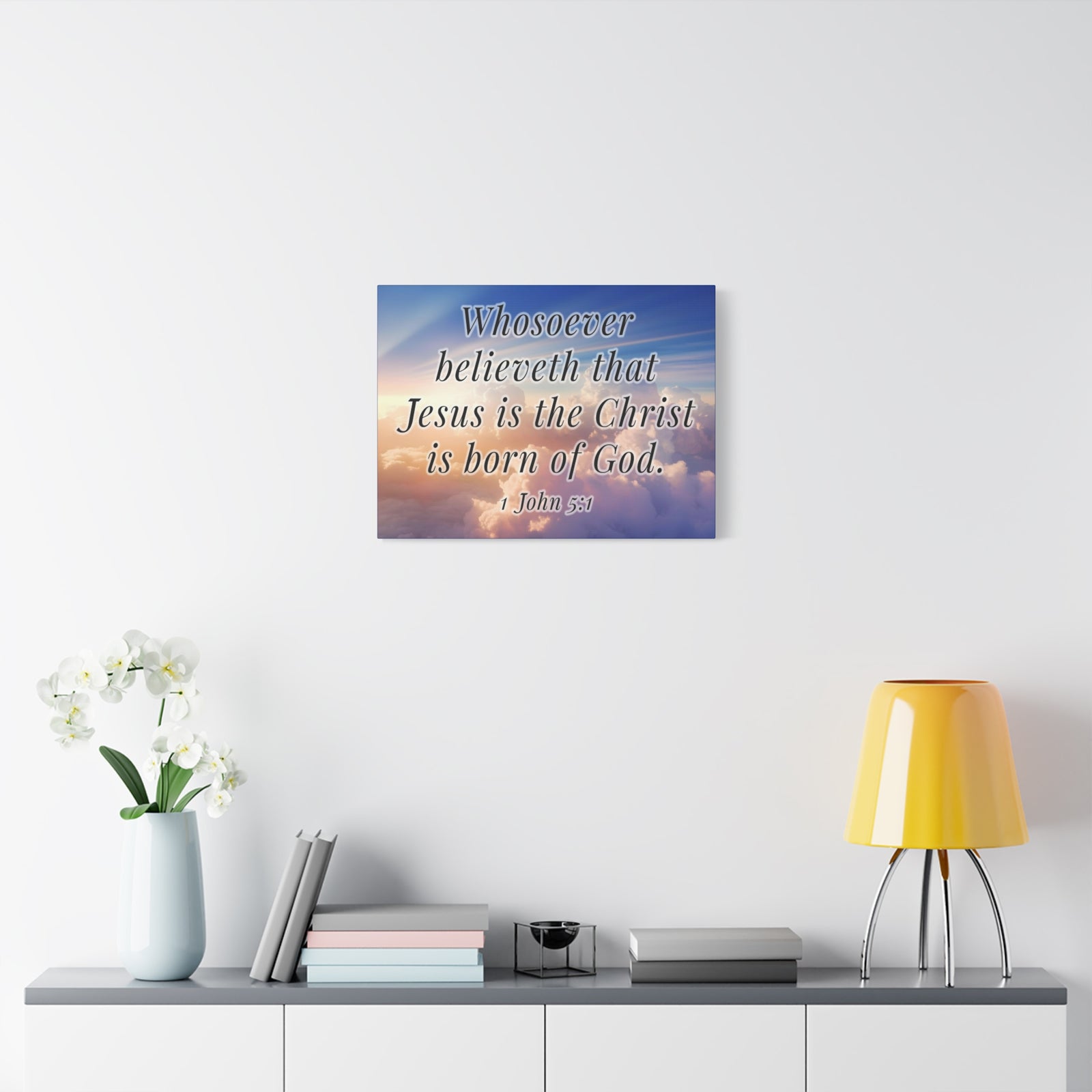Scripture Walls 1 John 5:1 Jesus is the Christ Bible Verse Canvas Christian Wall Art Ready to Hang Unframed-Express Your Love Gifts