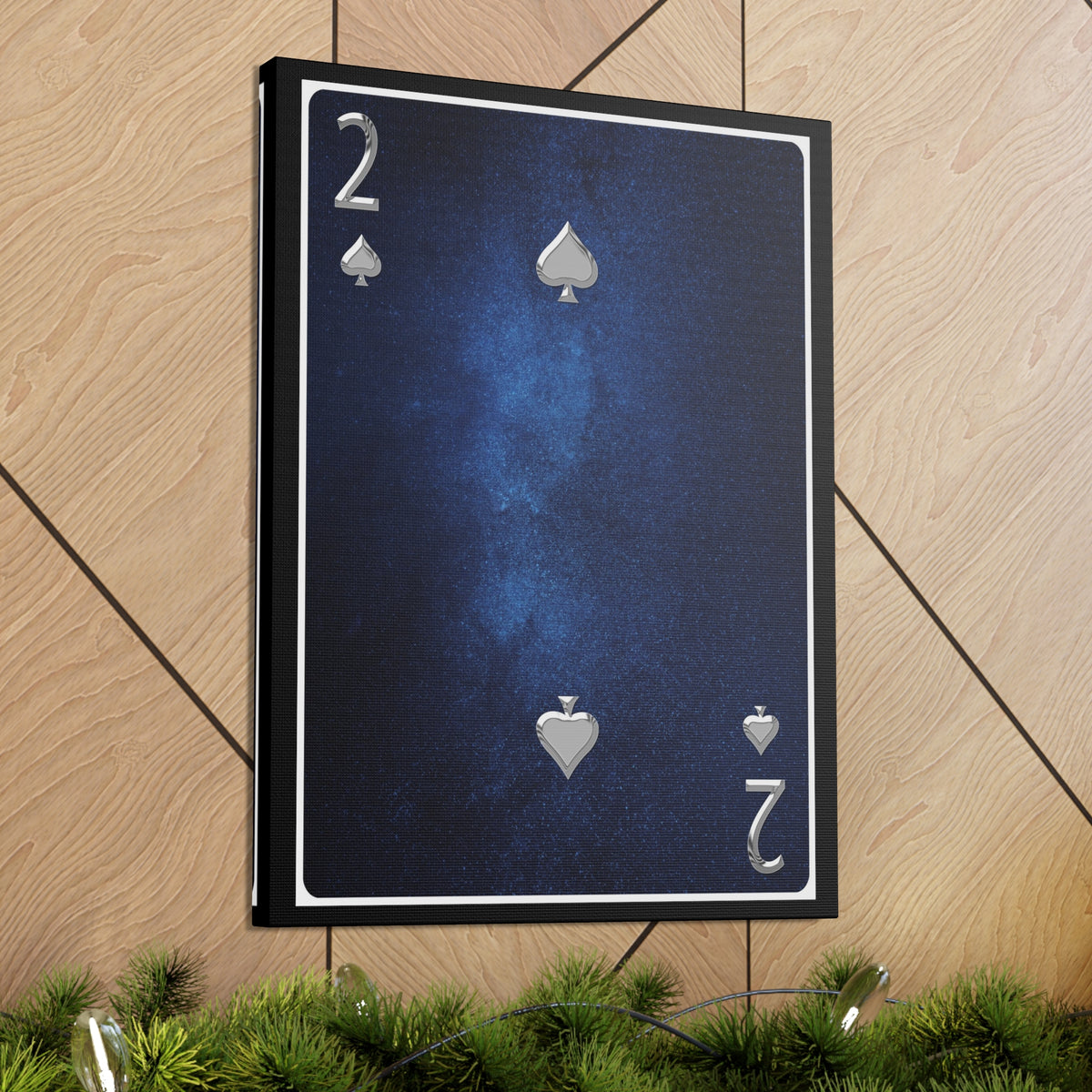 Two Of Spades Space Background Playing Card Canvas Wall Art for Home Decor Ready-to-Hang-Express Your Love Gifts