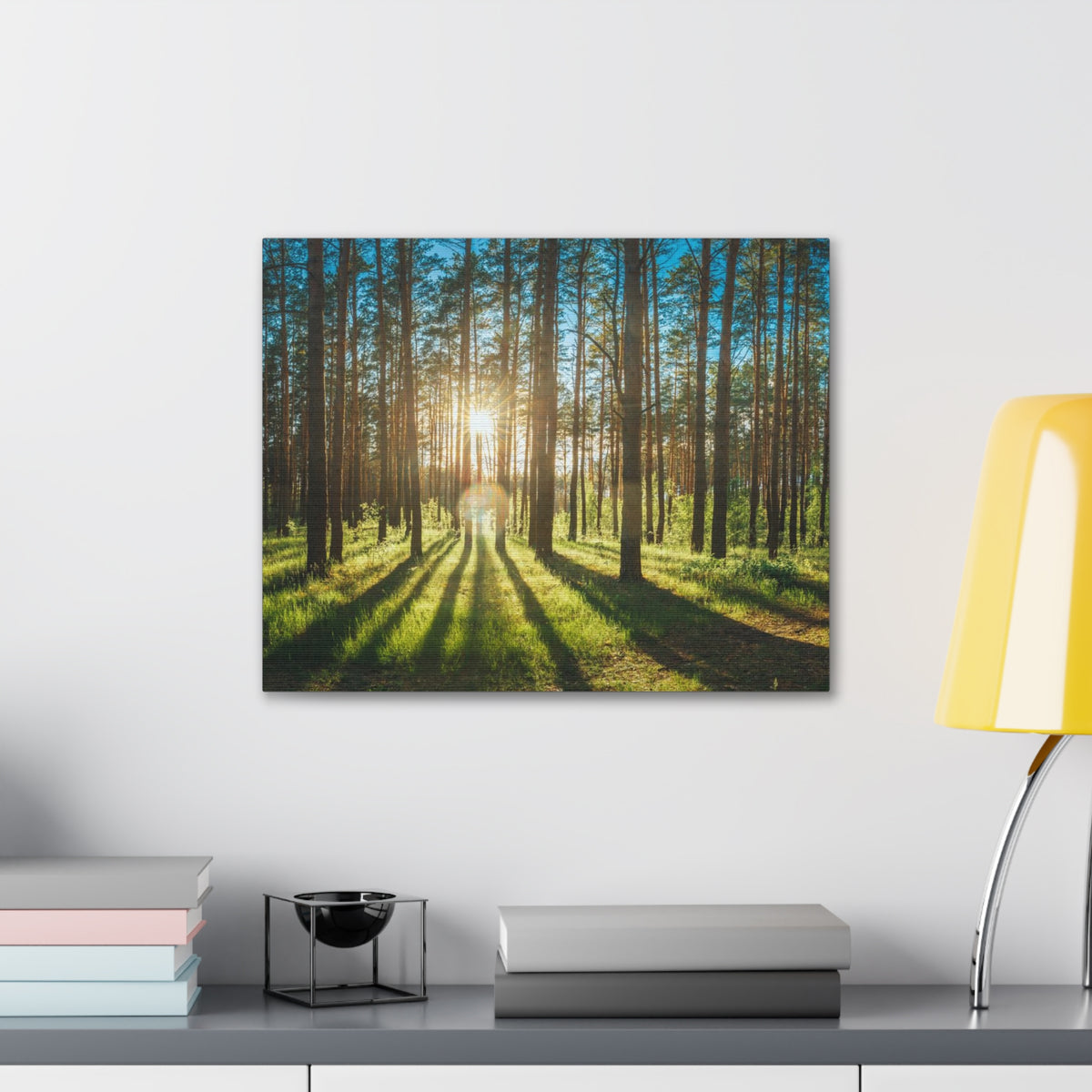 Forest Green Sunrise Nature Wilderness Photography Canvas Wall Art for Home Decor Ready-to-Hang-Express Your Love Gifts