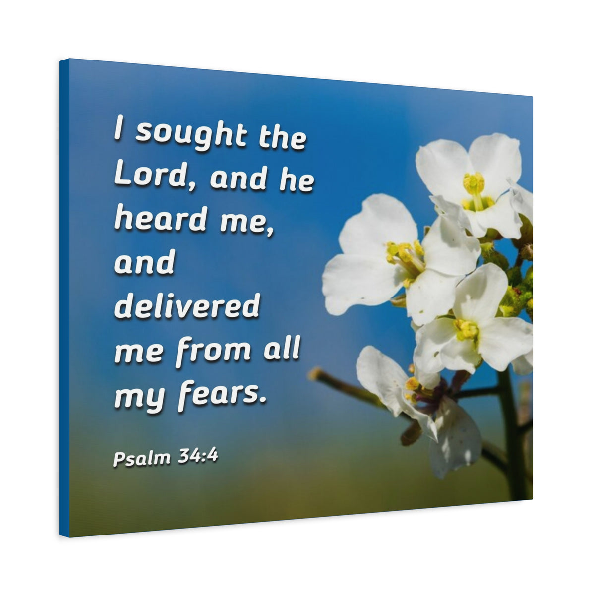 Scripture Canvas He Heard Me Psalm 34:4 Christian Wall Art Bible Verse Print Ready to Hang-Express Your Love Gifts