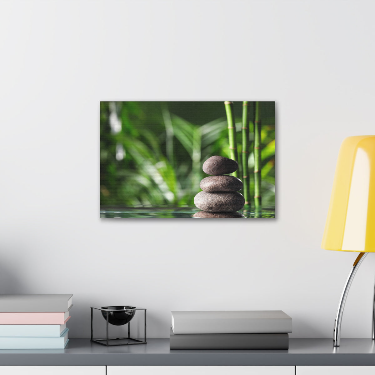 Stacked Stones on Water Forest Floral Nature Photography Canvas Wall Art for Home Decor Ready-to-Hang-Express Your Love Gifts