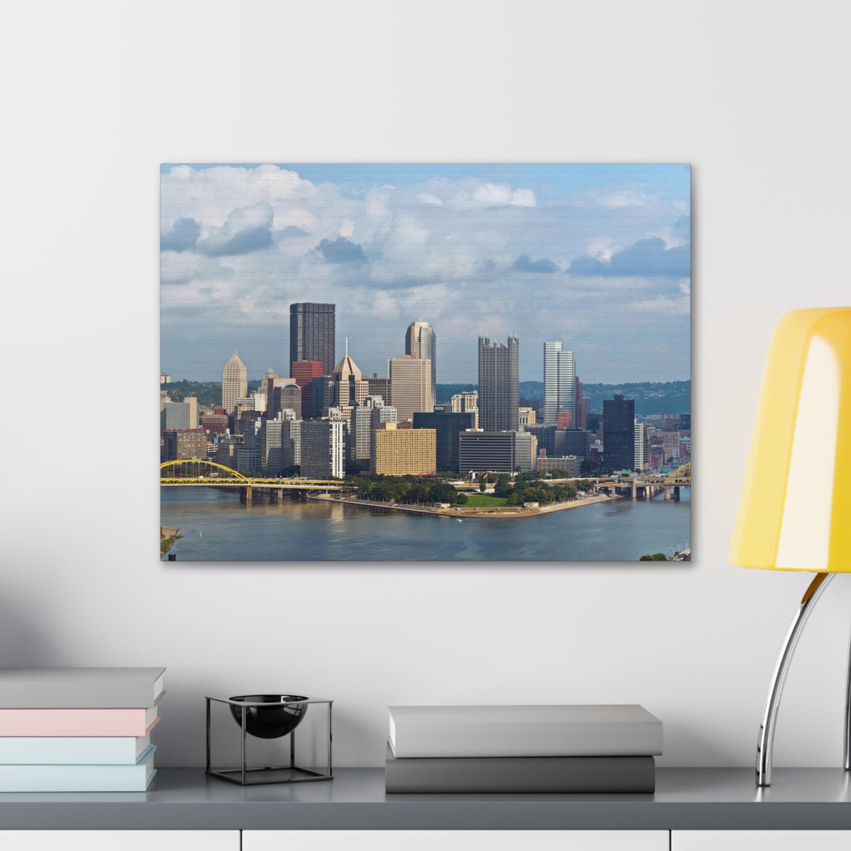 Pittsburgh Daytime Skyline Canvas Artwork High-Quality Breathtaking Stunning Cityscape for Home Decor Ready to Hang-Express Your Love Gifts