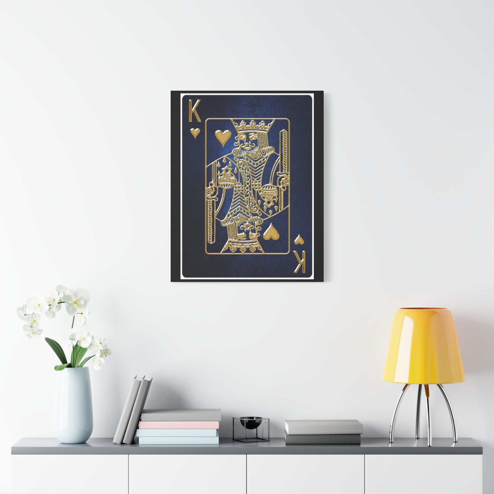 King Of Hearts Space Background Playing Card Canvas Wall Art for Home Decor Ready-to-Hang-Express Your Love Gifts