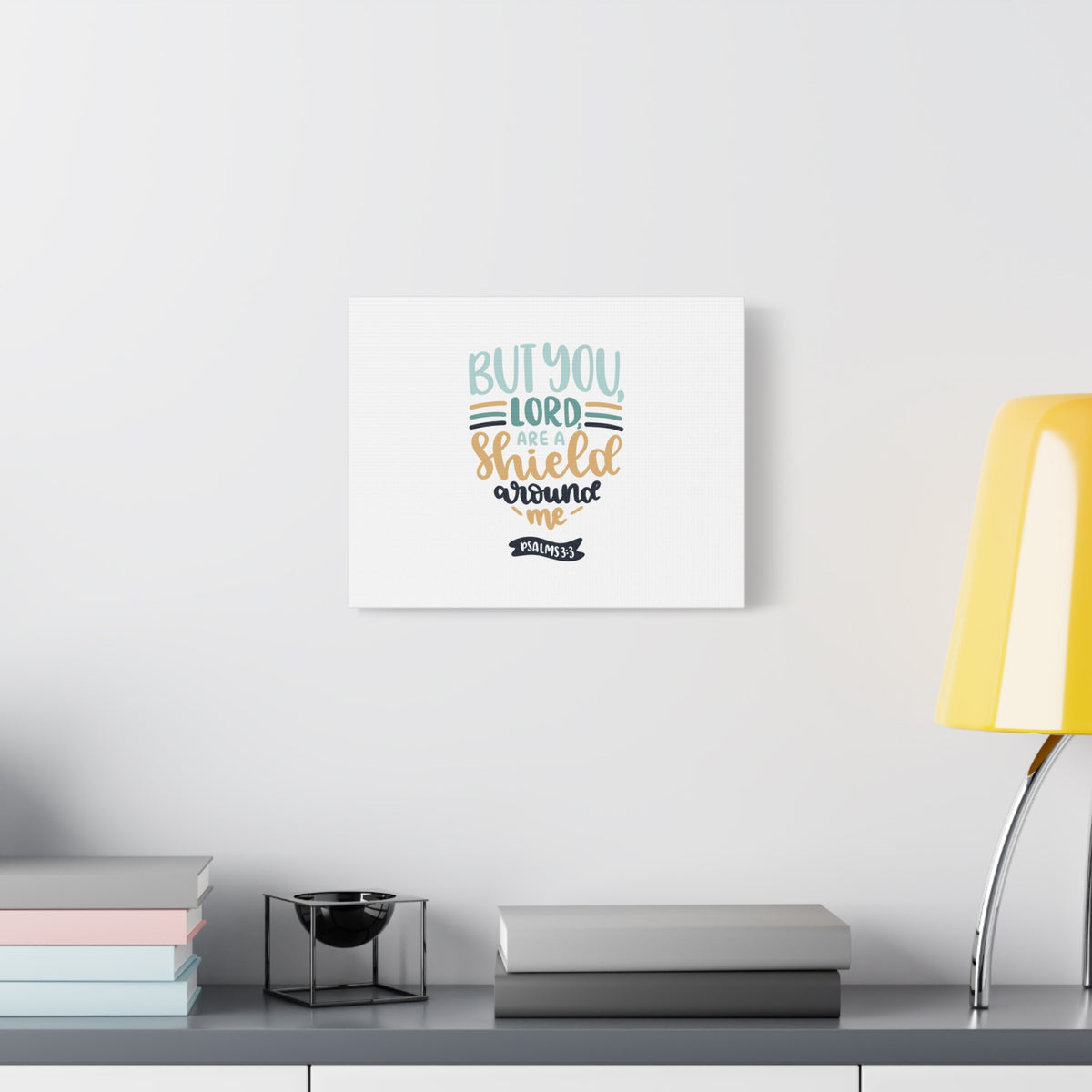 Scripture Canvas Shield Around Me Psalm 3:3 Christian Wall Art Bible Verse Print Ready to Hang-Express Your Love Gifts