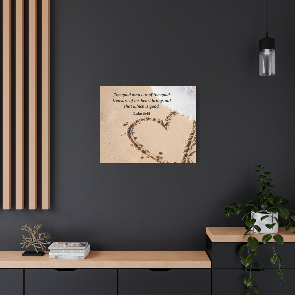Scripture Canvas Good Treasure Luke 6:45 Christian Wall Art Bible Verse Print Ready to Hang-Express Your Love Gifts