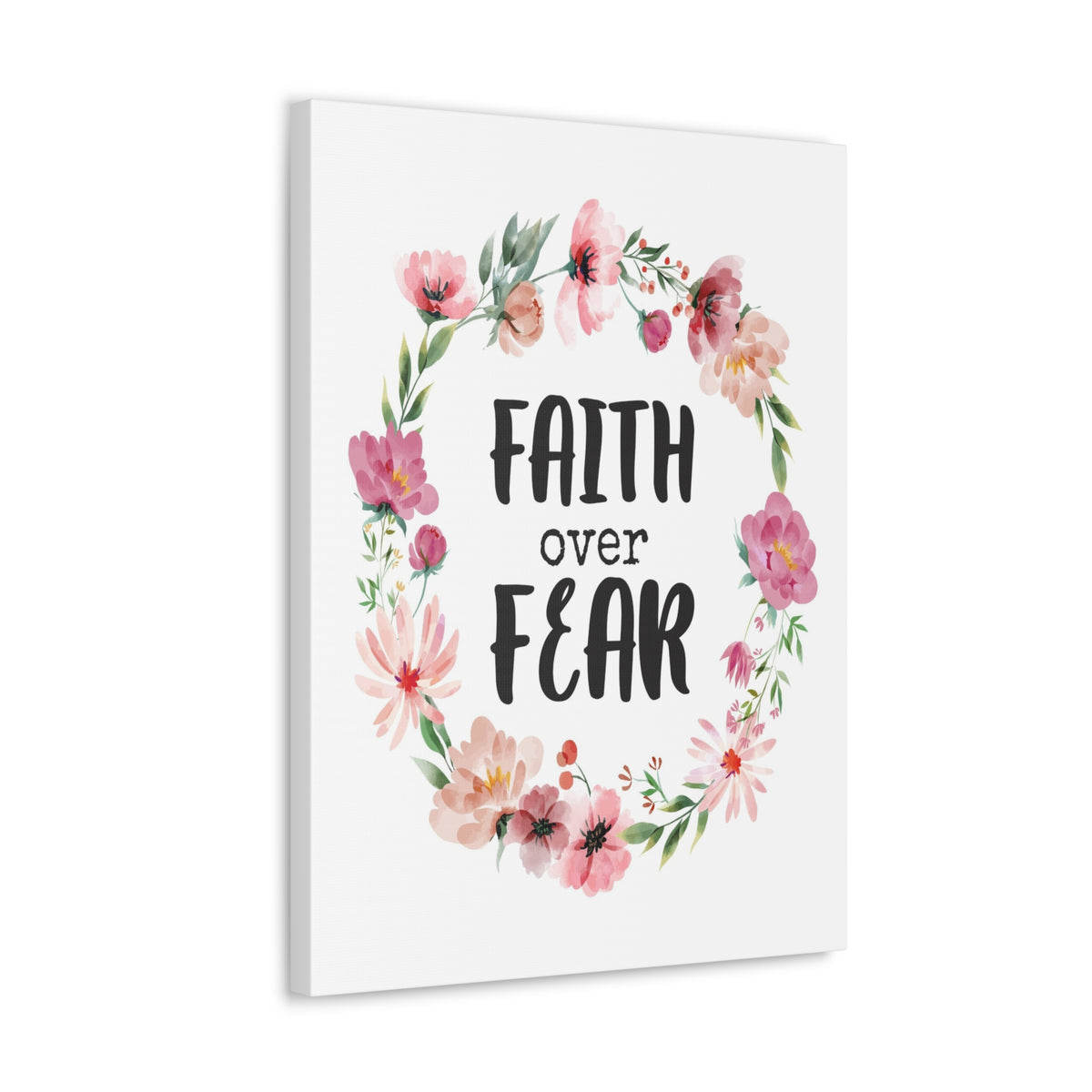 Scripture Walls Faith Over Fear Floral Bible Verse Canvas Christian Wall Art Ready to Hang Unframed-Express Your Love Gifts