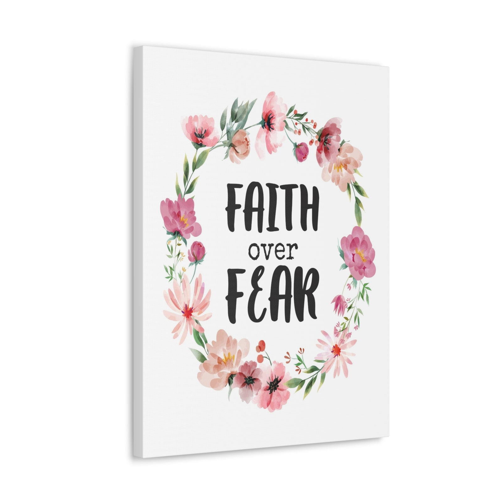 Scripture Walls Faith Over Fear Floral Bible Verse Canvas Christian Wall Art Ready to Hang Unframed-Express Your Love Gifts