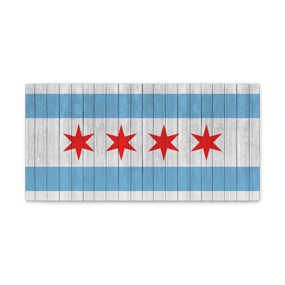 Chicago Flag On Wood Texture Canvas Wall Art for Home Decor Ready-to-Hang-Express Your Love Gifts