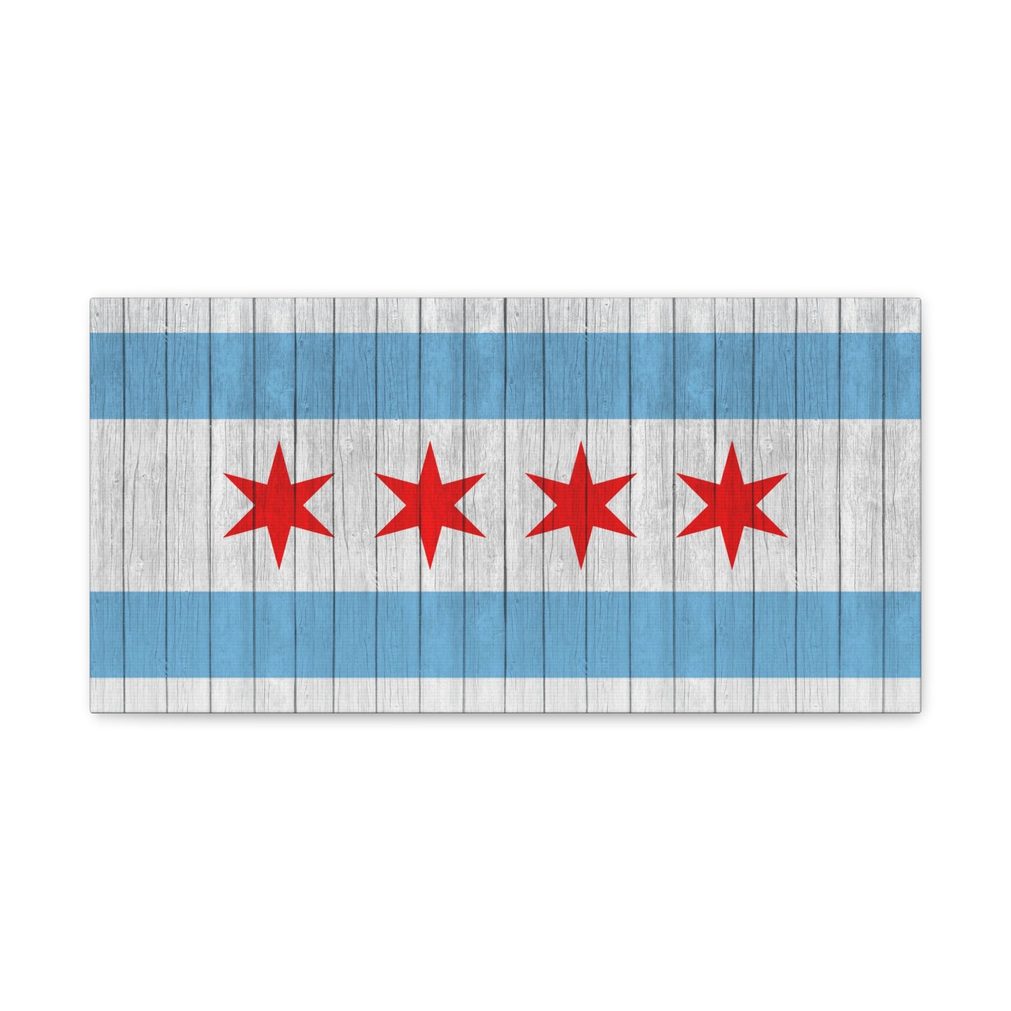 Chicago Flag On Wood Texture Canvas Wall Art for Home Decor Ready-to-Hang-Express Your Love Gifts