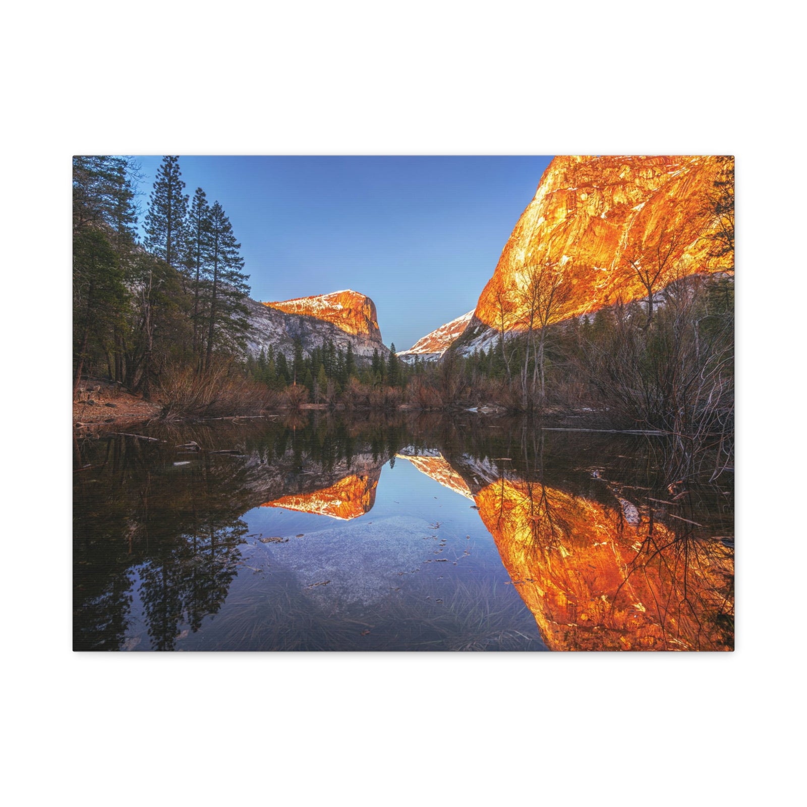 Mountain Golden Hour Lake Nature Wilderness Photography Canvas Wall Art for Home Decor Ready-to-Hang-Express Your Love Gifts