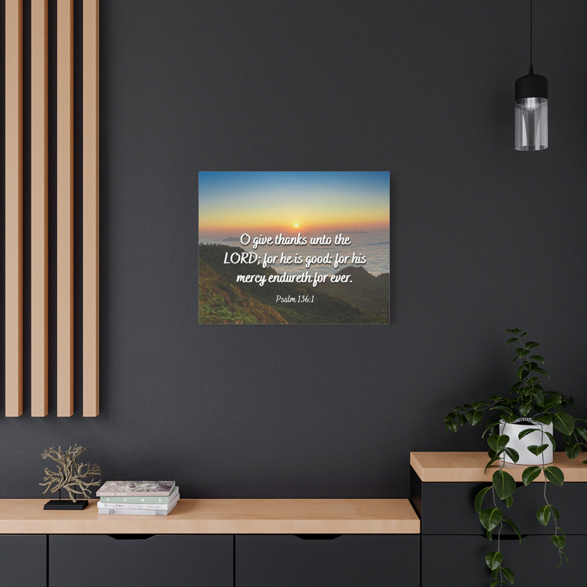 Scripture Canvas For His Mercy Psalm 136:1 Christian Wall Art Bible Verse Print Ready to Hang-Express Your Love Gifts