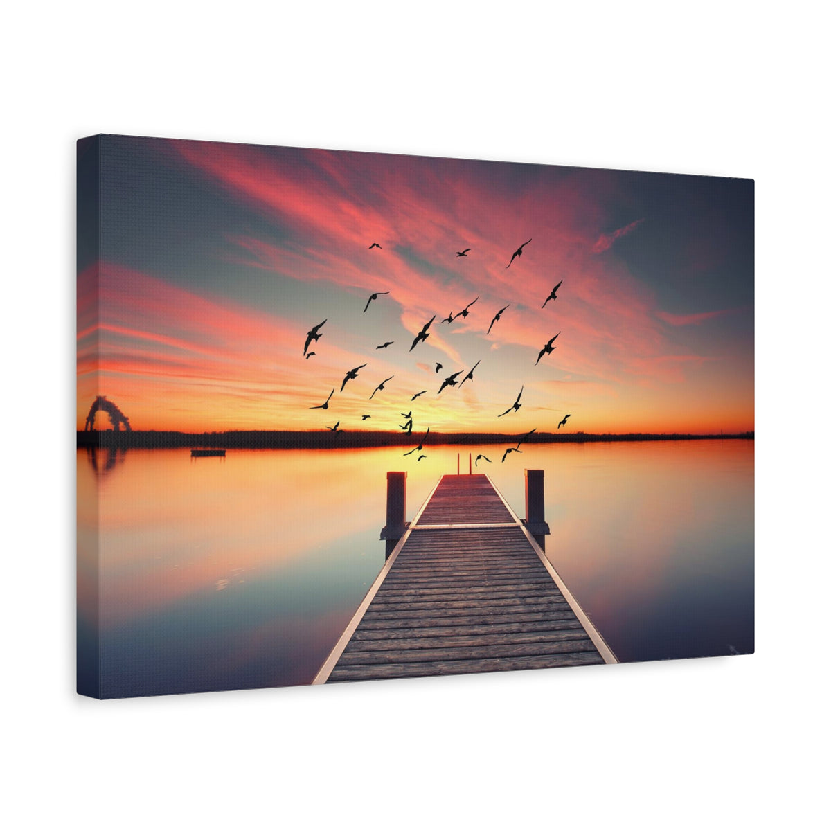 Evening Beach Pier Nature Wilderness Photography Canvas Wall Art for Home Decor Ready-to-Hang-Express Your Love Gifts