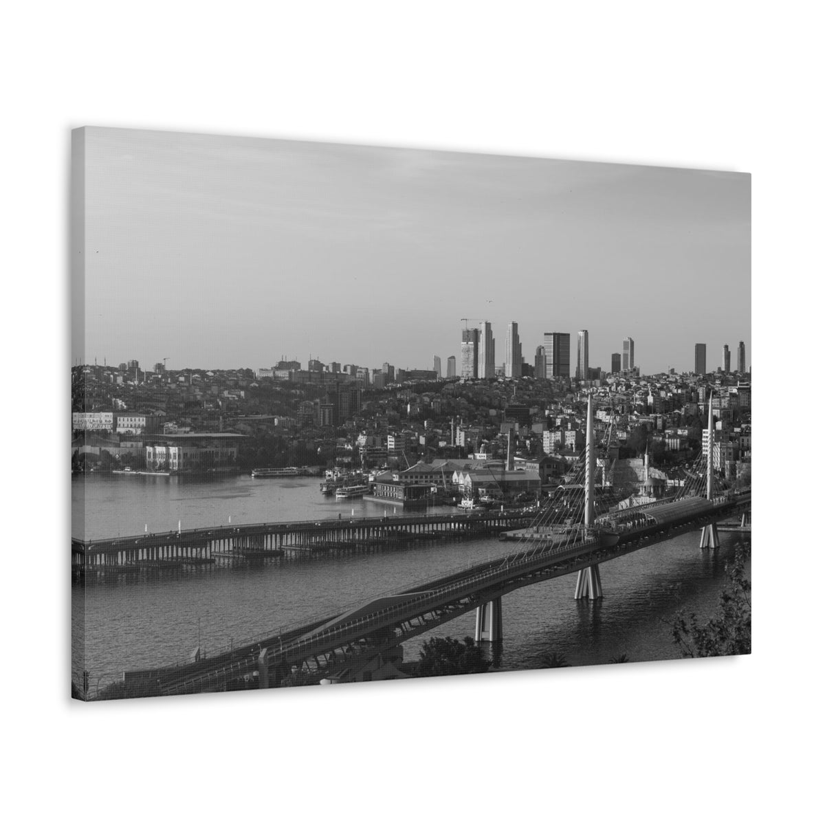 Istanbul Black And White Skyline Canvas Artwork High-Quality Breathtaking Stunning Cityscape for Home Decor Ready to Hang-Express Your Love Gifts