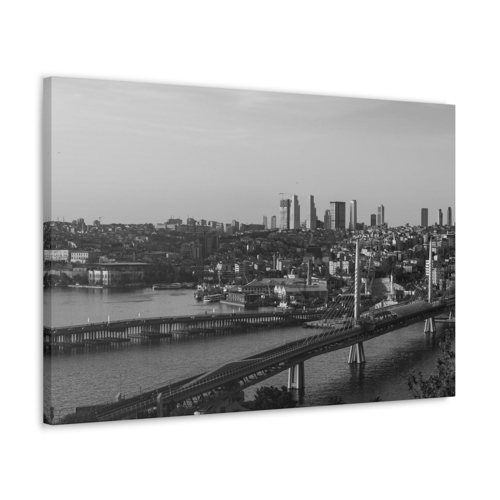 Istanbul Black And White Skyline Canvas Artwork High-Quality Breathtaking Stunning Cityscape for Home Decor Ready to Hang-Express Your Love Gifts