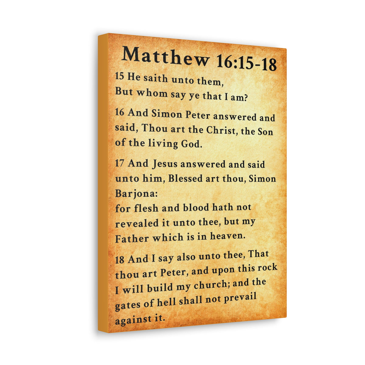 Scripture Walls Matthew 16:15-18 KJV Bible Verse Canvas Christian Wall Art Ready to Hang Unframed-Express Your Love Gifts