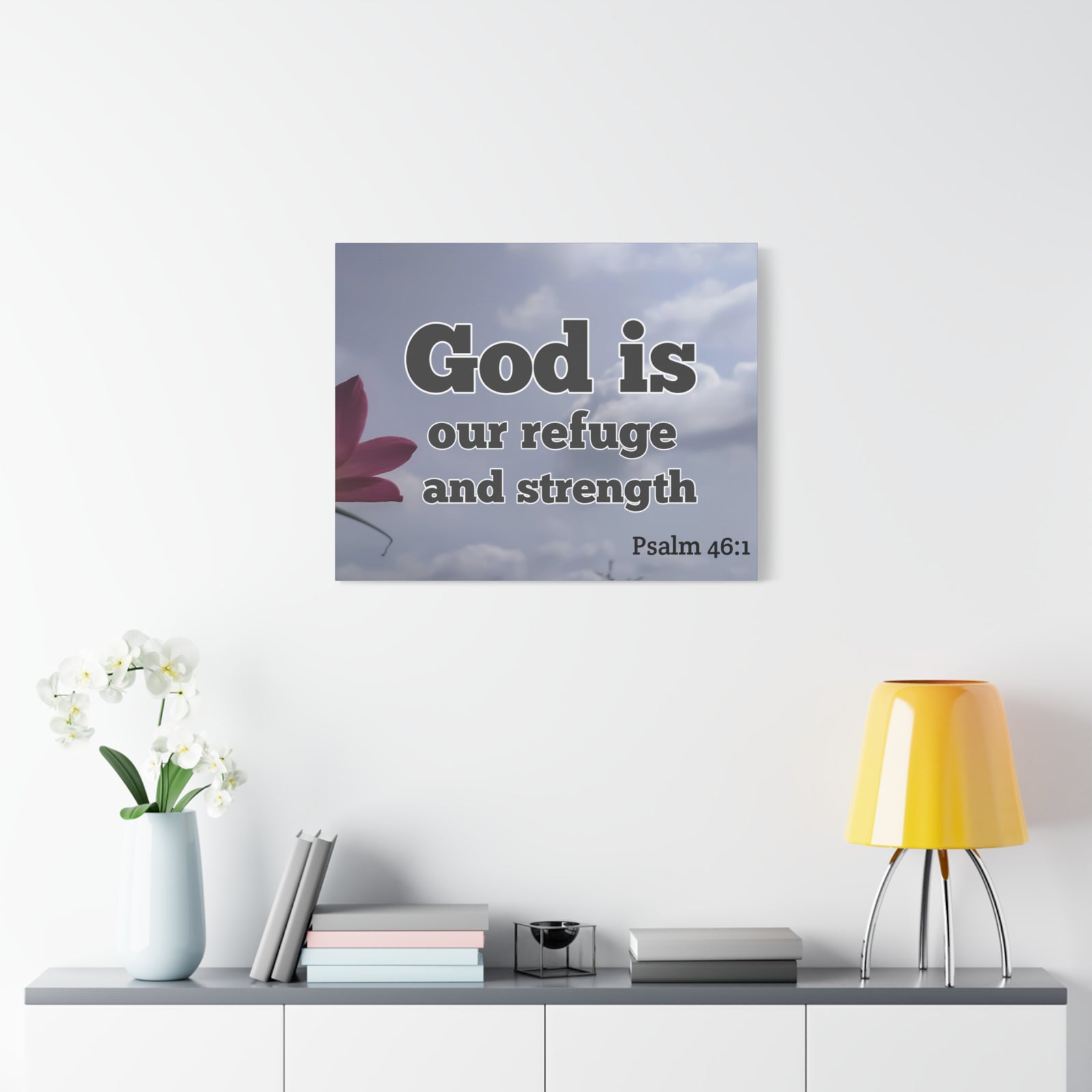 Scripture Canvas Refuge And Strength Psalm 46:1 Christian Wall Art Bible Verse Print Ready to Hang-Express Your Love Gifts