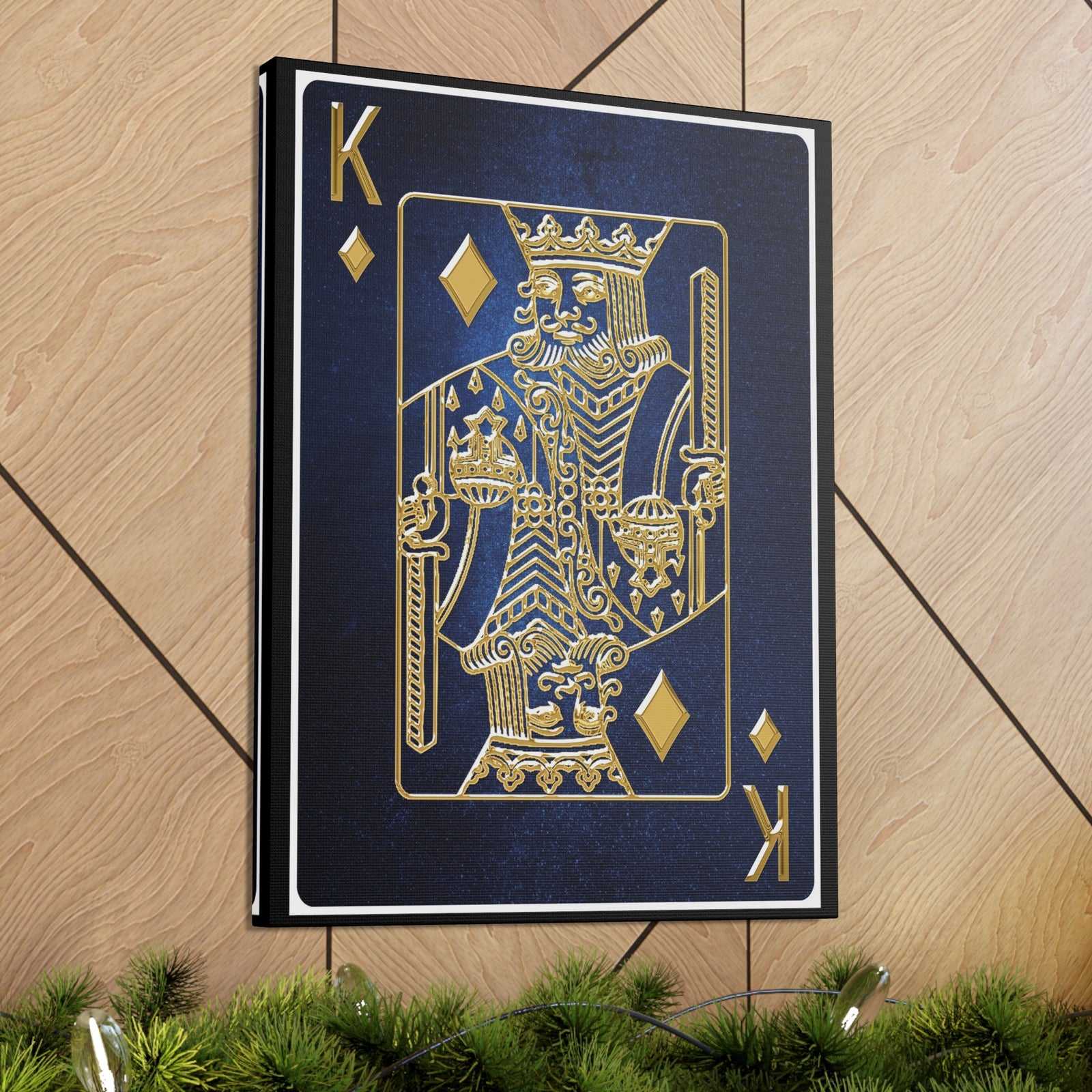 King Of Diamonds Space Background Playing Card Canvas Wall Art for Home Decor Ready-to-Hang-Express Your Love Gifts