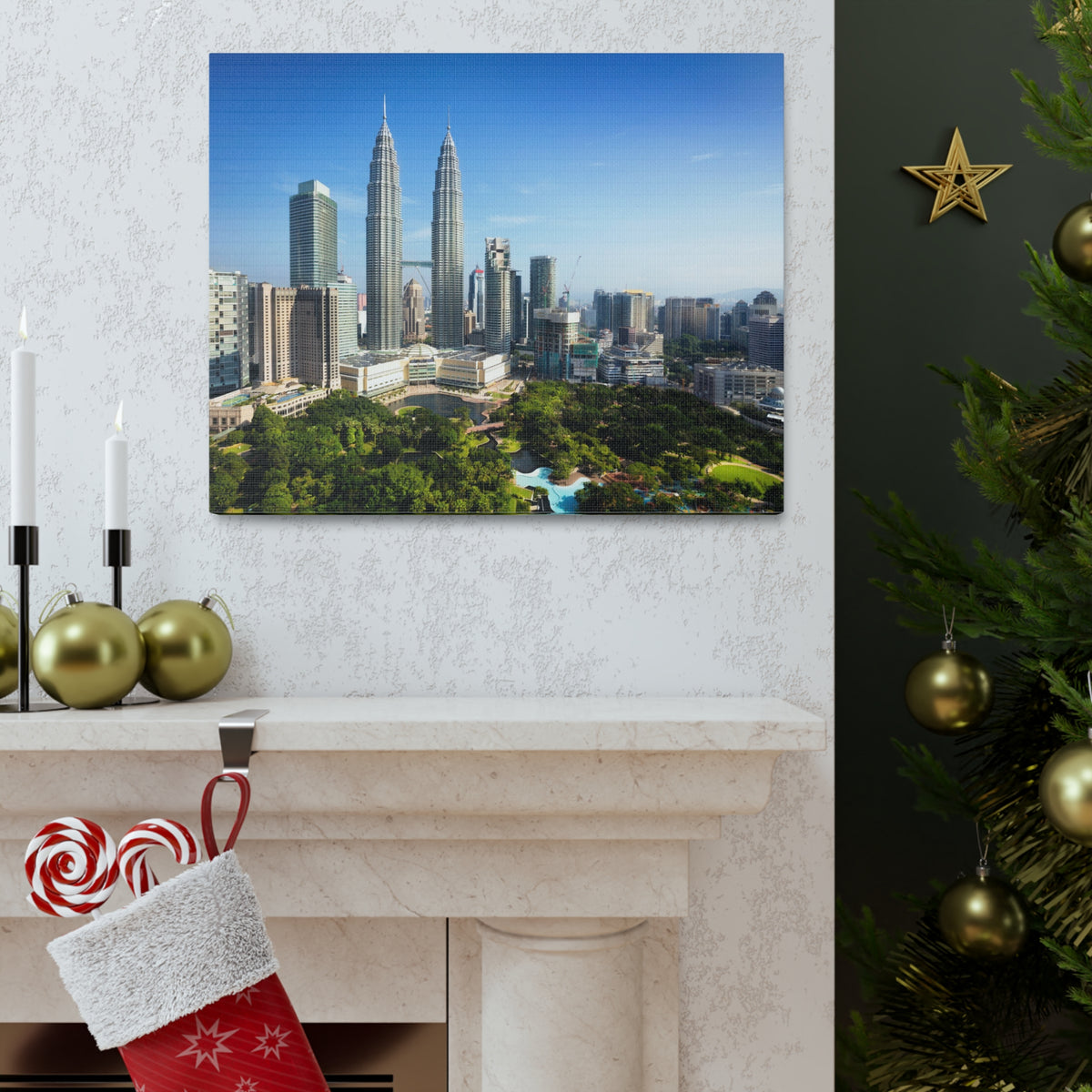 Kuala Lumpur Daytime Skyline Canvas Artwork High-Quality Breathtaking Stunning Cityscape for Home Decor Ready to Hang-Express Your Love Gifts