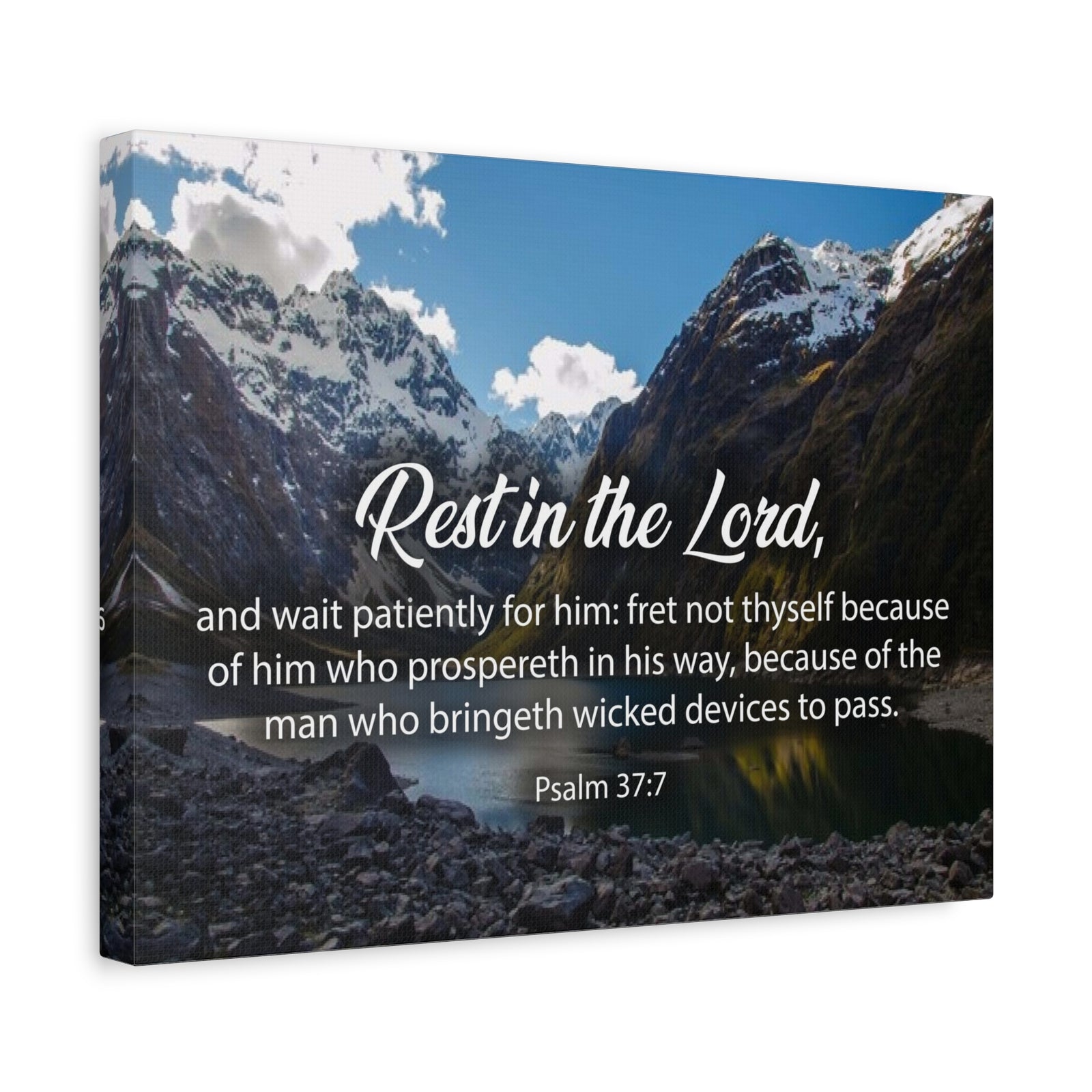 Bible Verse Canvas Rest in The Lord Psalm 37:7 Christian Home Decor Scripture Art-Express Your Love Gifts