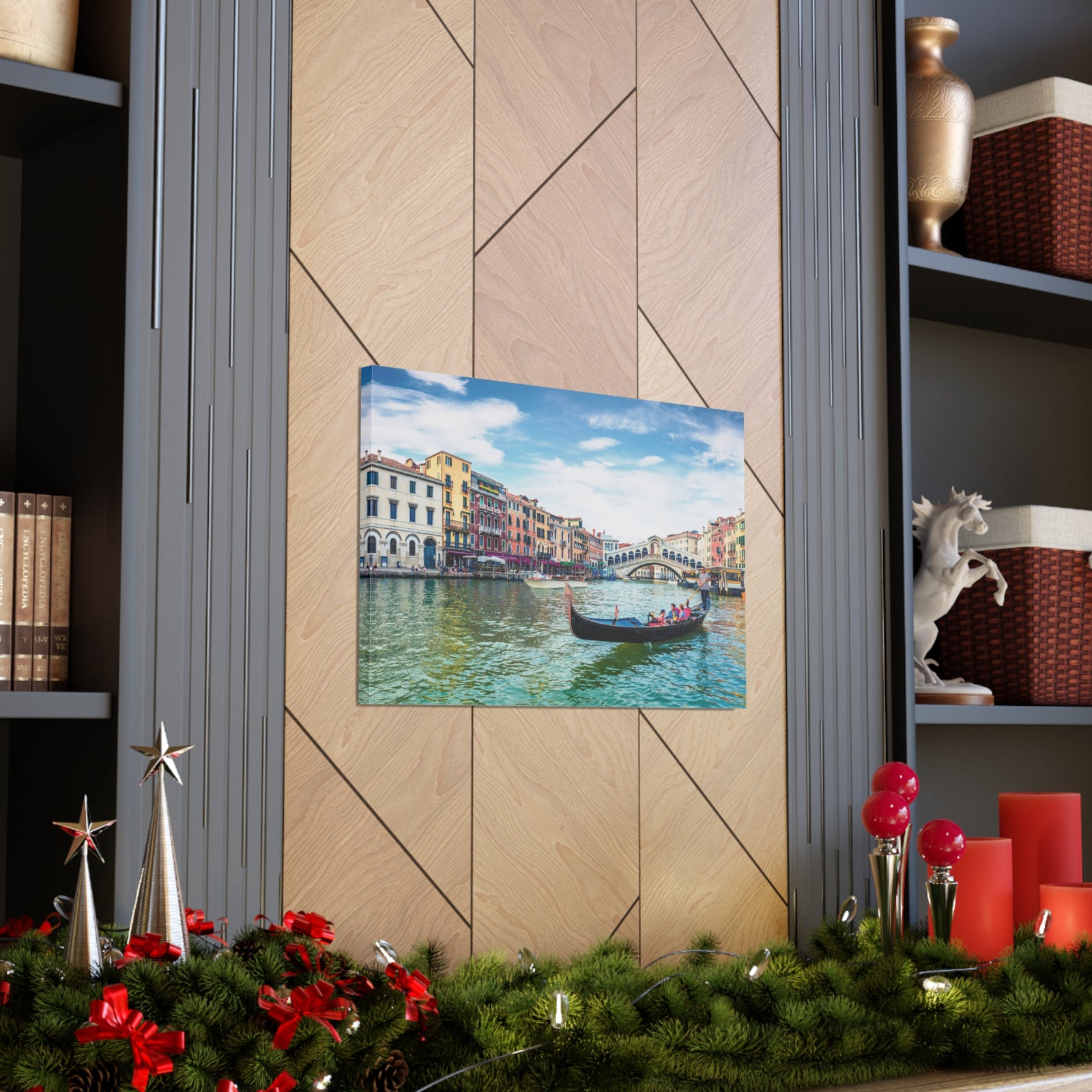 Venice Rialto Bridge Blue Sky Nature Wilderness Photography Canvas Wall Art for Home Decor Ready-to-Hang-Express Your Love Gifts