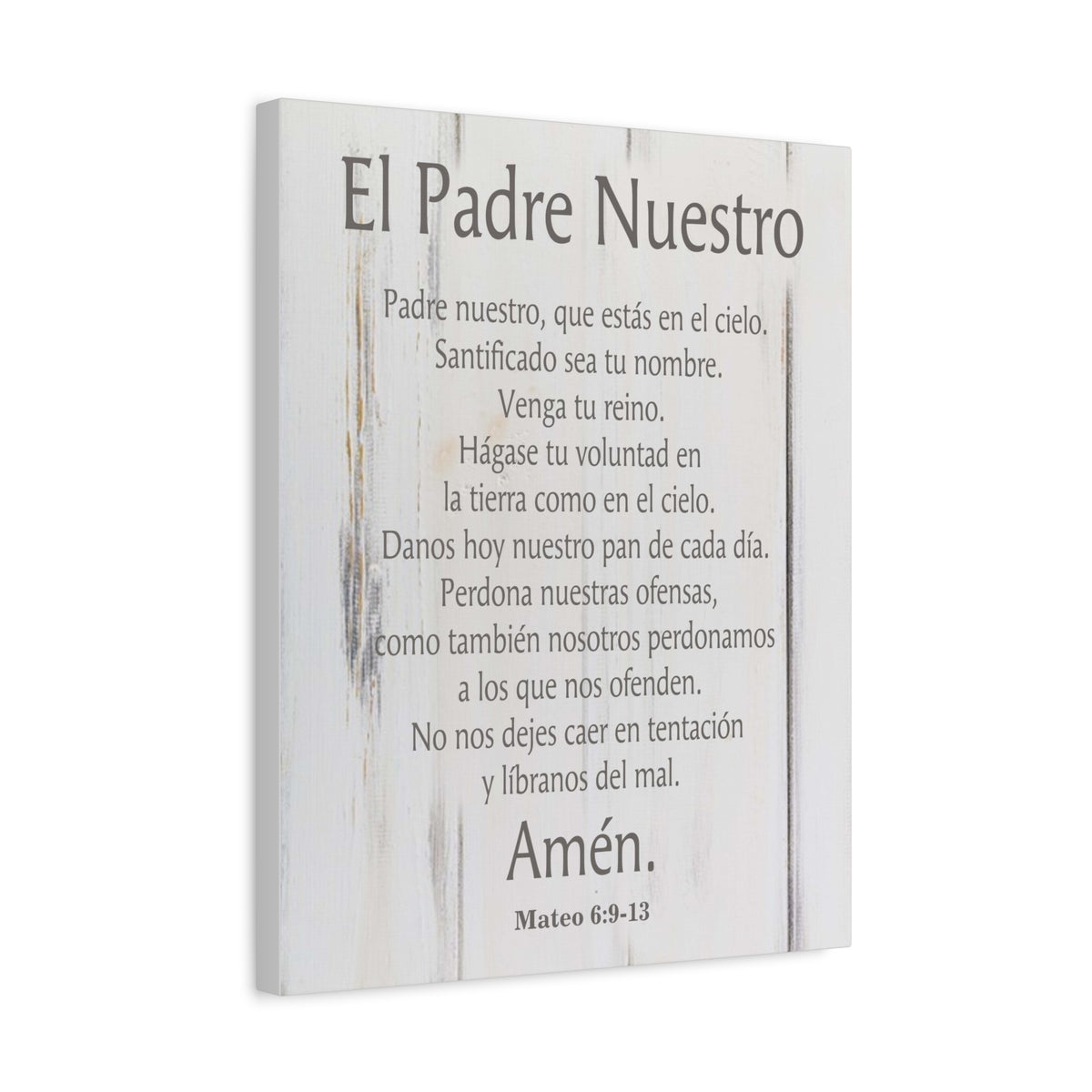 Scripture Canvas Lords Prayer Spanish El Padre Nuestro White Wood Christian Wall Art Print Ready to Hang
