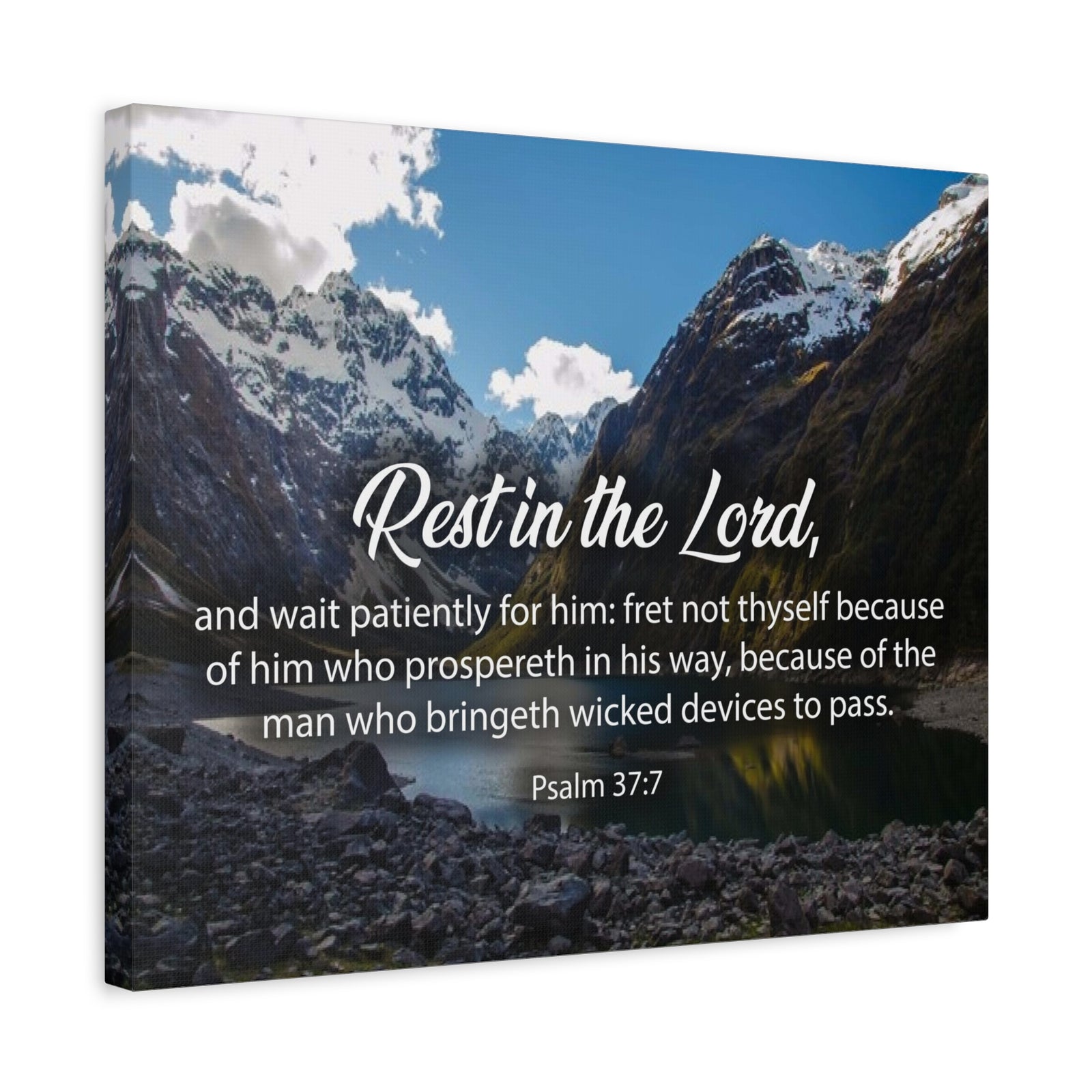 Bible Verse Canvas Rest in The Lord Psalm 37:7 Christian Home Decor Scripture Art-Express Your Love Gifts