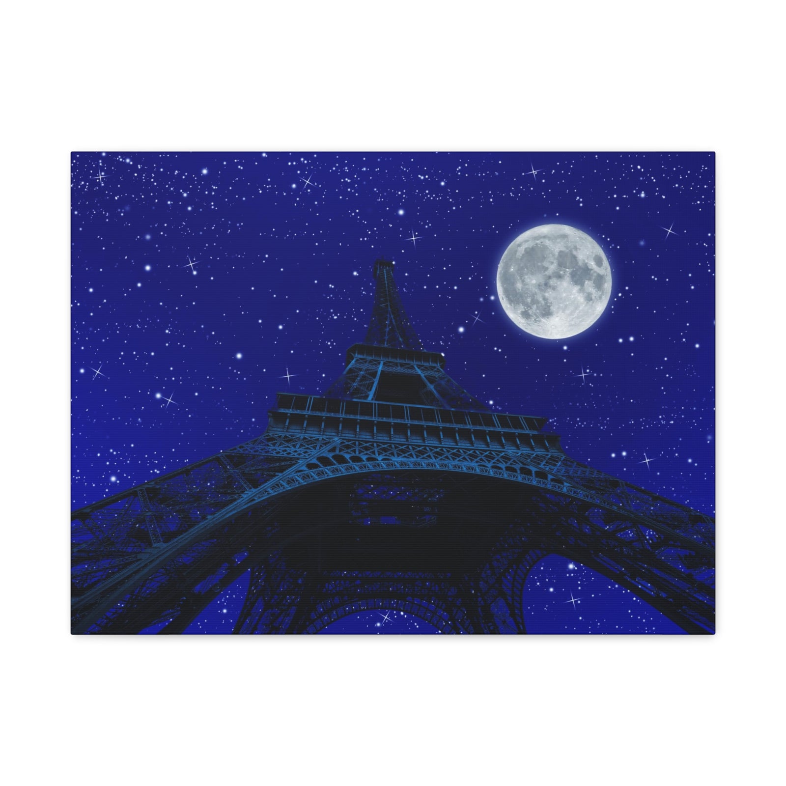 Paris Under Moonlight France Canvas Artwork High-Quality Breathtaking French City for Home Decor Ready to Hang-Express Your Love Gifts