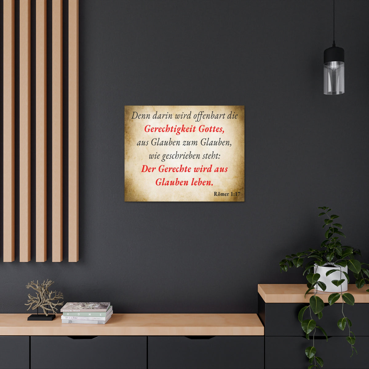 Scripture Walls Römer 1:17 Romans 1:17 Live By Faith German Gold Bible Verse Canvas Christian Wall Art Ready to Hang Unframed-Express Your Love Gifts