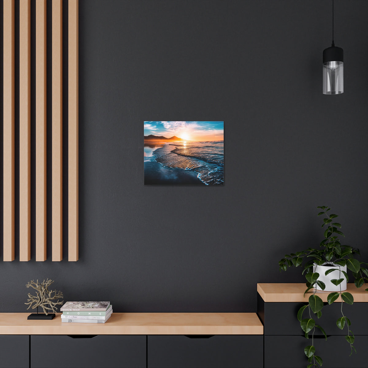 Beach Sunset Endless Horizon Ocean Canvas Wall Art for Home Decor Ready-to-Hang-Express Your Love Gifts
