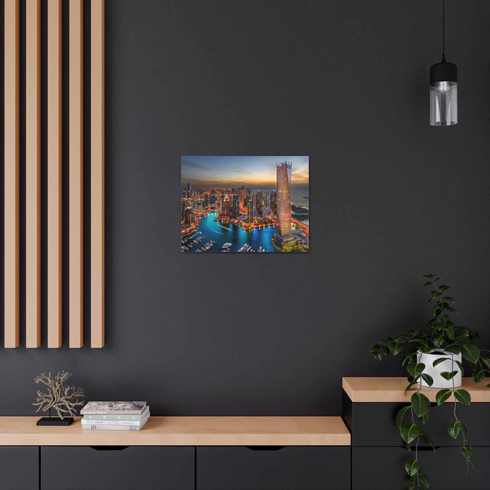 Dubai Night Skyline Canvas Artwork High-Quality Breathtaking Stunning Cityscape for Home Decor Ready to Hang-Express Your Love Gifts