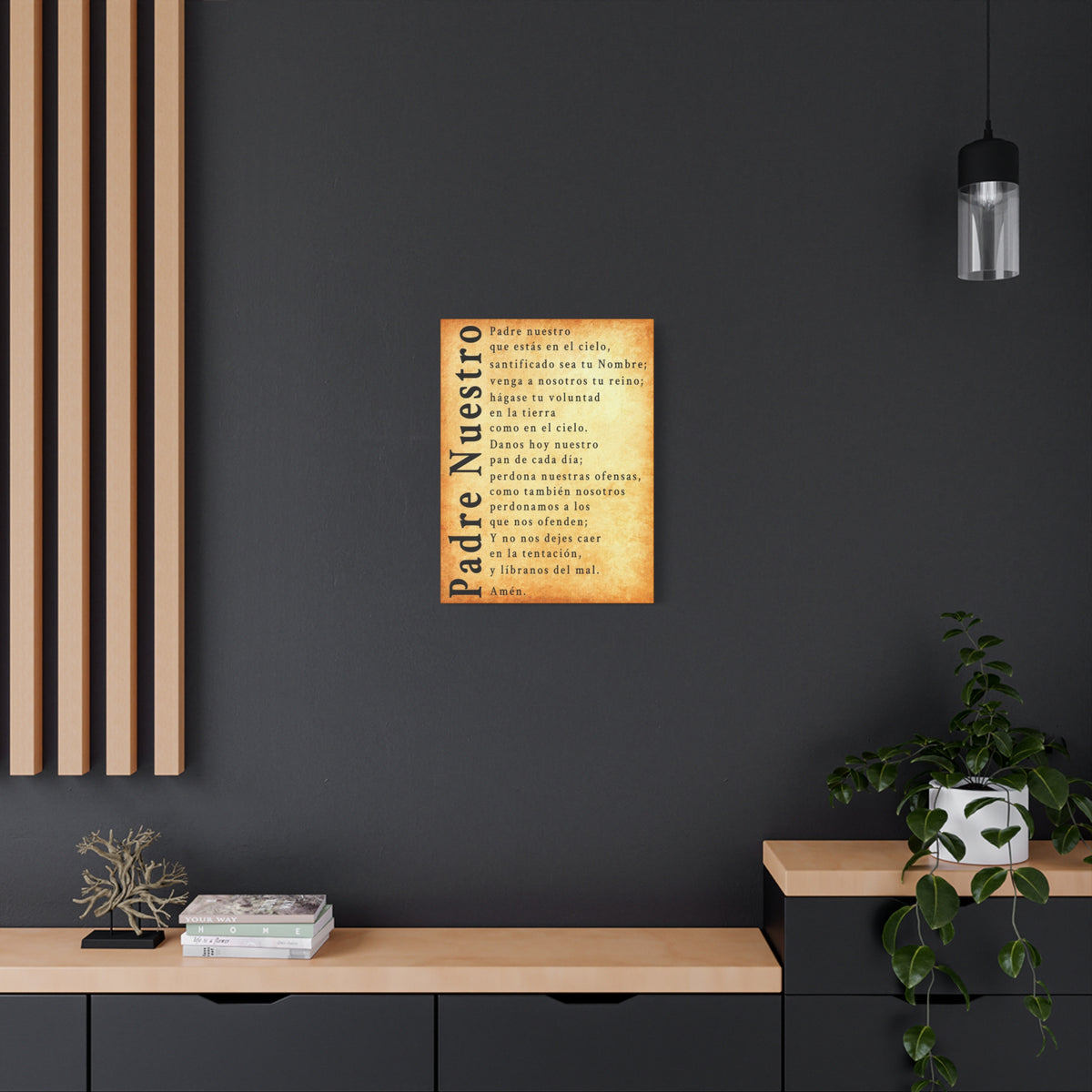 Scripture Walls Padre Nuestro Lord's Prayer Spanish Gold Canvas Christian Wall Art Ready to Hang Unframed-Express Your Love Gifts