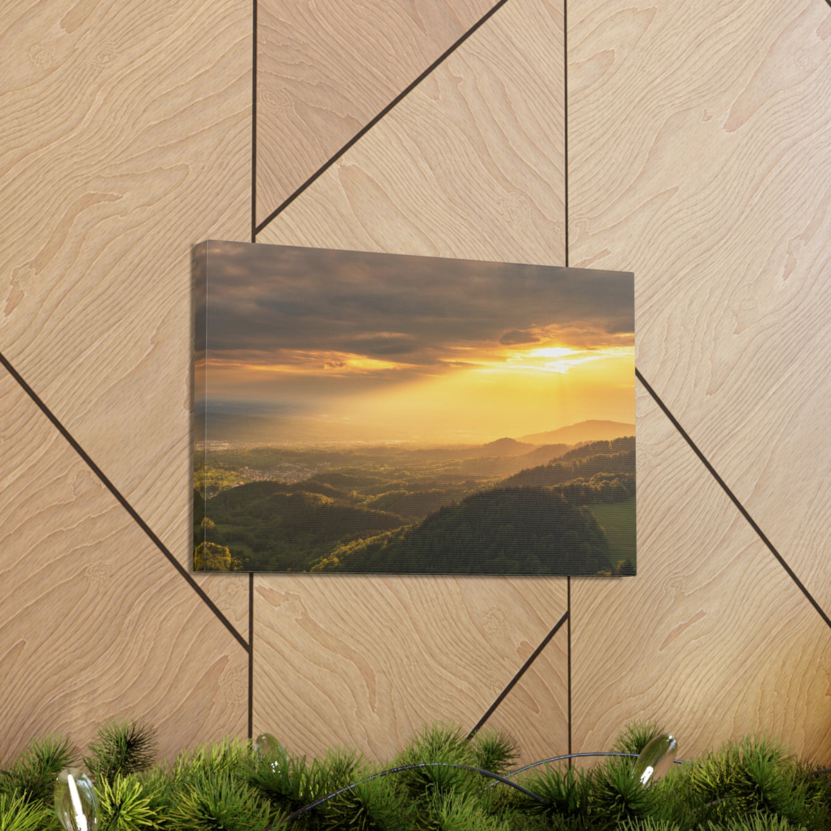 Sunrise Over Golden Mountains Nature Wilderness Photography Canvas Wall Art for Home Decor Ready-to-Hang-Express Your Love Gifts