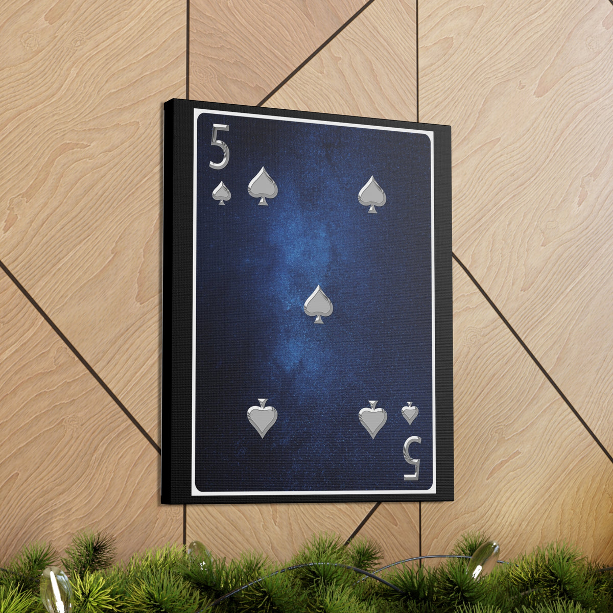 Five Of Spades Space Background Playing Card Canvas Wall Art for Home Decor Ready-to-Hang-Express Your Love Gifts
