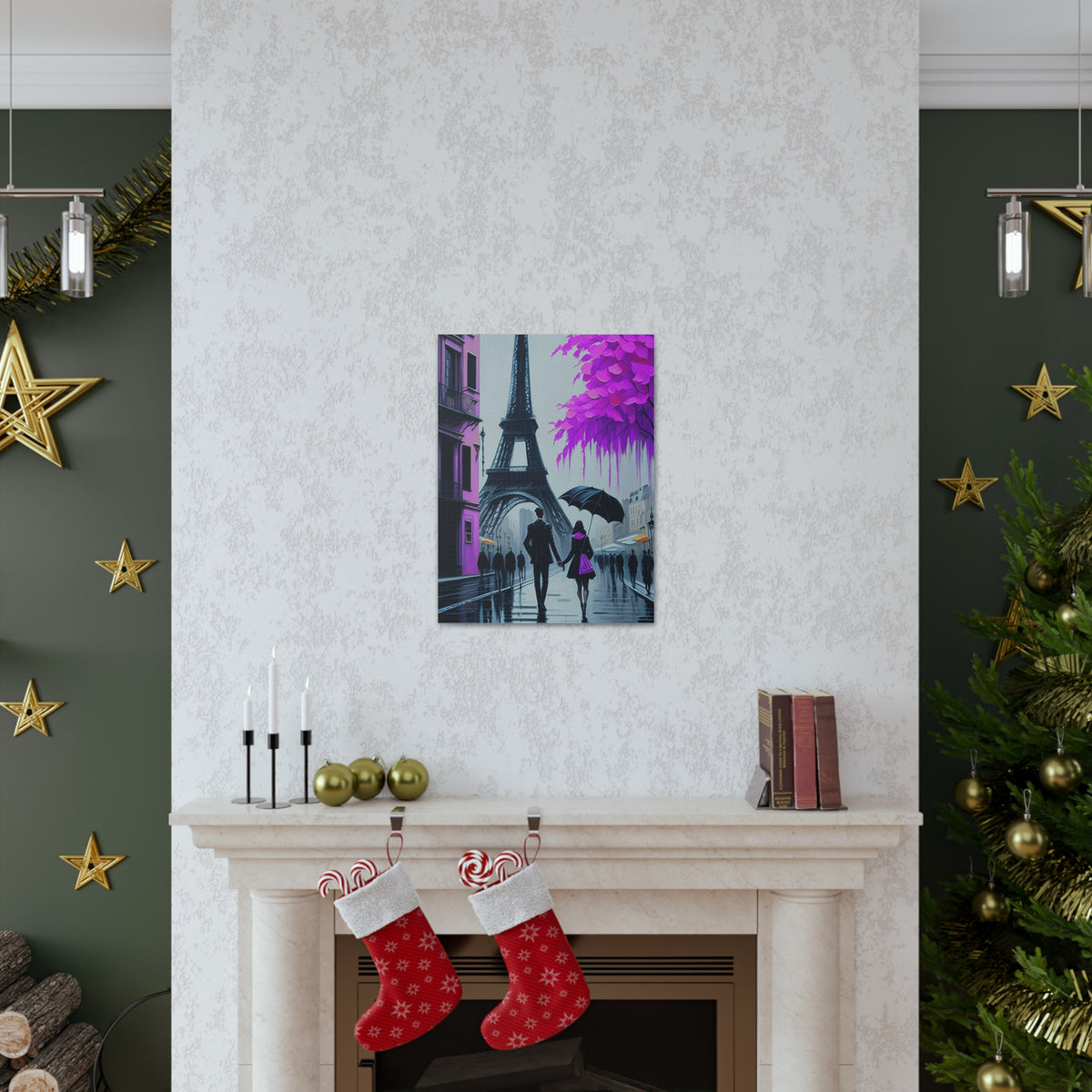 Romantic Couple Paris Eiffel Tower France Canvas Artwork High-Quality Breathtaking French City for Home Decor Ready to Hang-Express Your Love Gifts