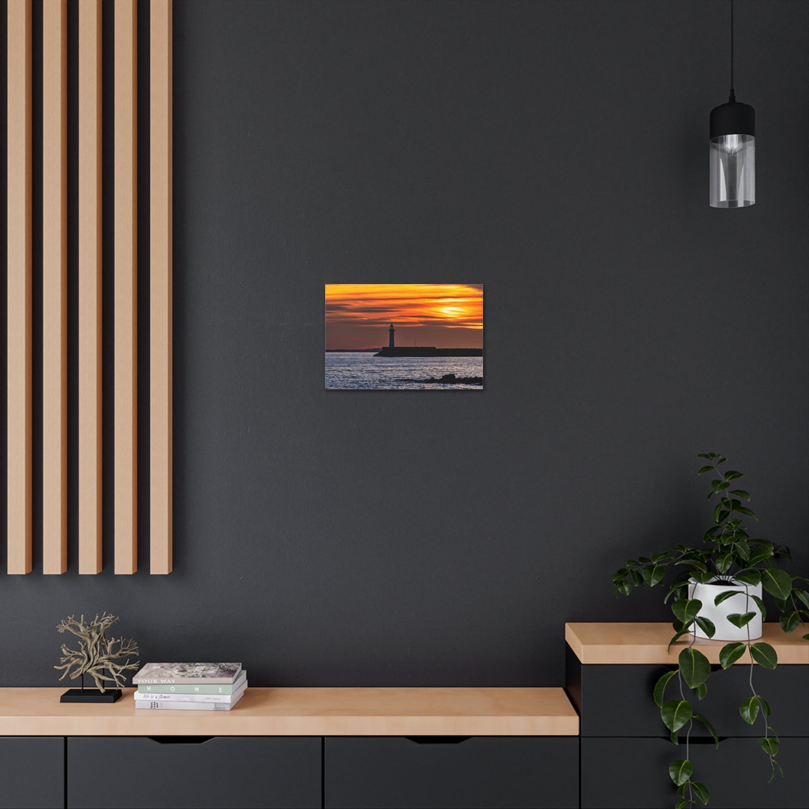 Sunset with Lighthouse Forest Floral Nature Photography Canvas Wall Art for Home Decor Ready-to-Hang-Express Your Love Gifts