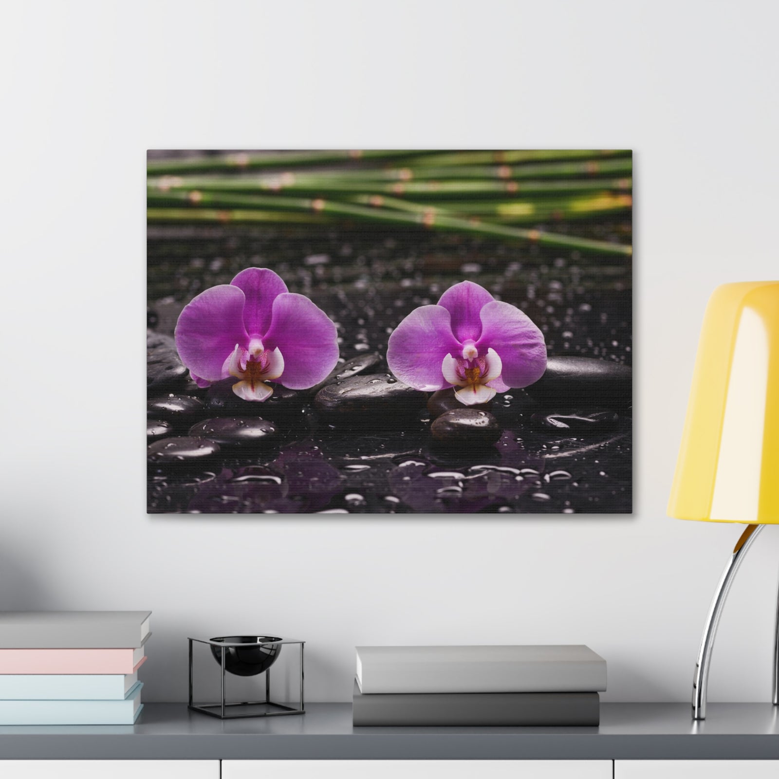 Two Pink Orchid Forest Floral Nature Photography Canvas Wall Art for Home Decor Ready-to-Hang-Express Your Love Gifts