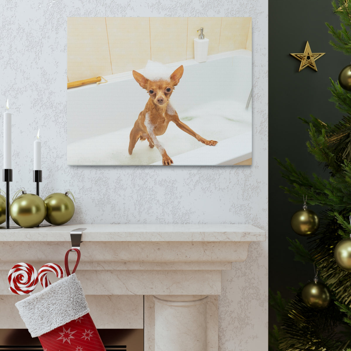 Cute Russkiy Toy Bath Canvas Wall Art for Home Decor Ready-to-Hang-Express Your Love Gifts