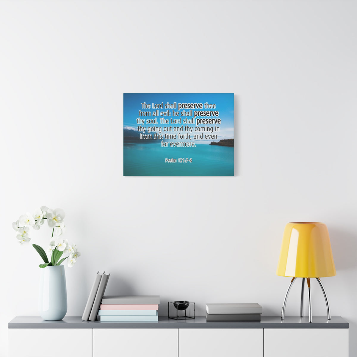 Scripture Canvas Lord Shall Preserve Psalm 121:7-8 Christian Wall Art Bible Verse Print Ready to Hang-Express Your Love Gifts