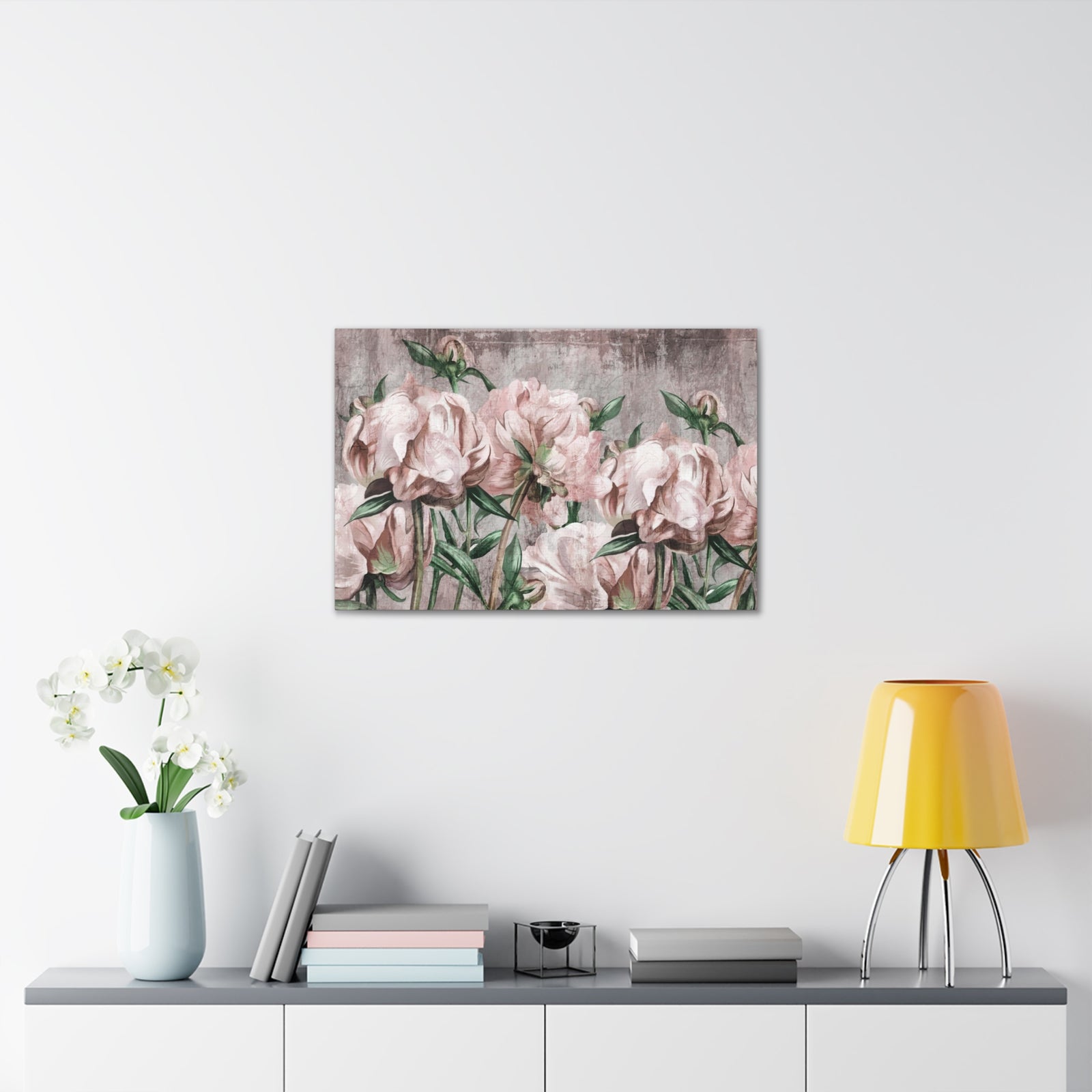 Large Art Peony Painted Flower Canvas Wall Art for Home Decor Ready-to-Hang-Express Your Love Gifts