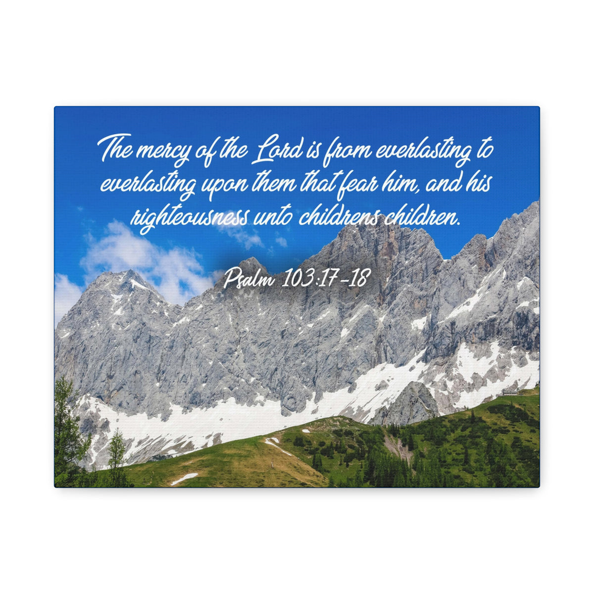 Scripture Canvas The Mercy of The Lord Psalm 103:17-18 Christian Wall Art Bible Verse Print Ready to Hang-Express Your Love Gifts