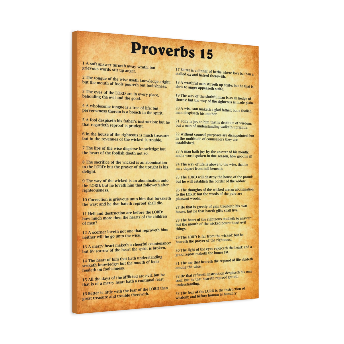 Scripture Walls Proverbs Chapter 15 Gold Bible Canvas Christian Wall Art Ready to Hang Unframed-Express Your Love Gifts