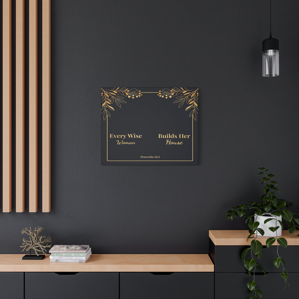 Scripture Walls Proverbs 14:1 Inspirational Wall Art Canvas Bible Verse Canvas Christian Wall Art Ready to Hang Unframed-Express Your Love Gifts
