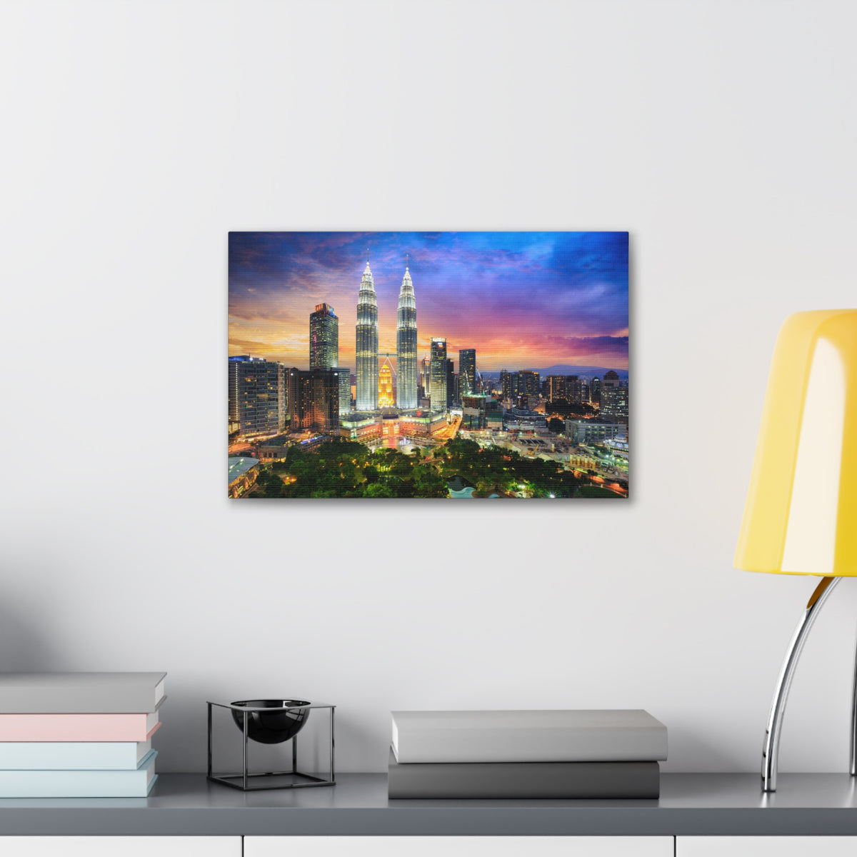 Kuala Lumpur Night Skyline Canvas Artwork High-Quality Breathtaking Stunning Cityscape for Home Decor Ready to Hang-Express Your Love Gifts